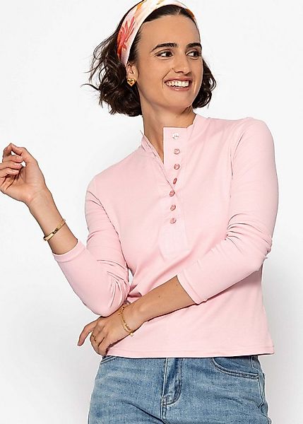 SASSYCLASSY Langarmshirt Langarm Shirt mit breiter Knopfleiste für Damen An günstig online kaufen