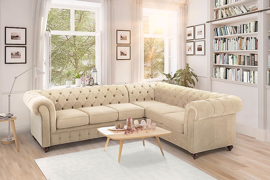 Home affaire Chesterfield-Sofa »Duc Ecksofa L-Form«, hochwertige Knopfheftu günstig online kaufen
