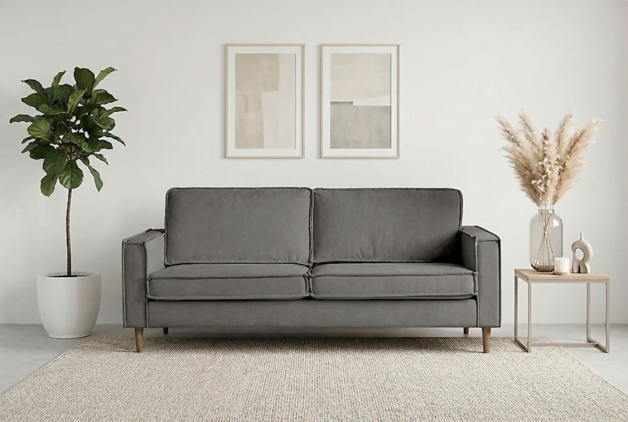 Home affaire 3-Sitzer "Pinto Skandi, 206 cm, Chenille, Struktur" mit Keder, günstig online kaufen