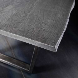 Esszimmertisch in Grau Akazie massiv Baumkante günstig online kaufen