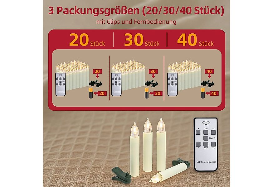 Gotoll LED-Christbaumkerzen LZ20-40 20/30/40er weihnachtsbaumkerzen kabello günstig online kaufen