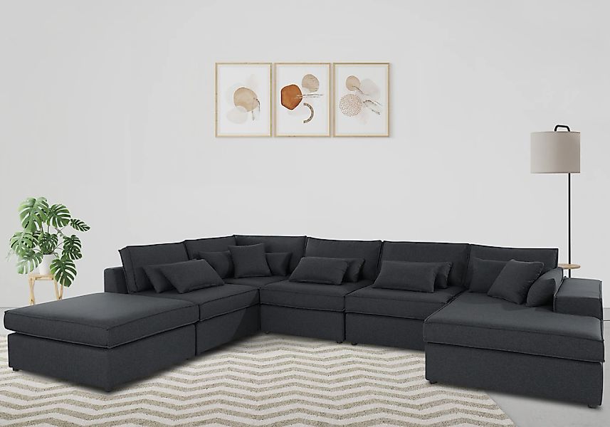 OTTO home Wohnlandschaft "Florid U-Form" 6 Teile, bestehend aus Modulen, vi günstig online kaufen