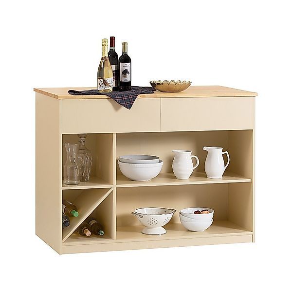 SoBuy Kücheninsel Küchenschrank Kommode Sideboard Buffet Beige KNL04-MI günstig online kaufen