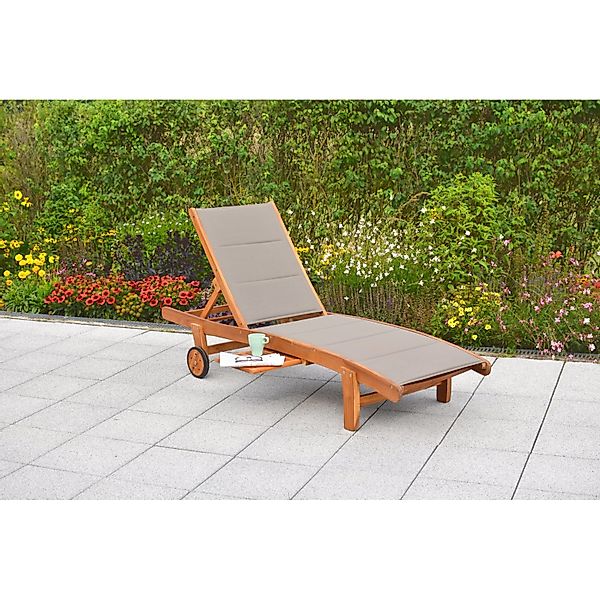Merxx Gartenliege Acapulco gepolstert Akazie/Textil günstig online kaufen