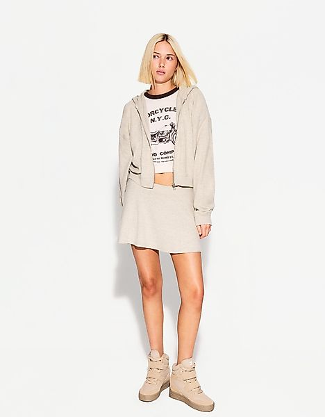 Bershka Jacke Mit Reißverschluss Und Kapuze Damen L Sandfarbe günstig online kaufen