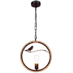 BlingBin Pendelleuchte Retro Hanfseil Hängelampen, Vogelmuster günstig online kaufen