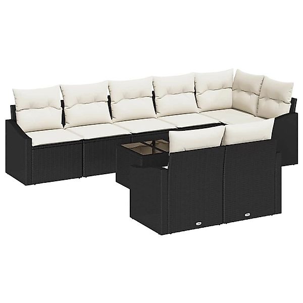 vidaXL Garten-Sofa-Set 9-Tlg Schwarz Poly Rattan 3346777 günstig online kaufen