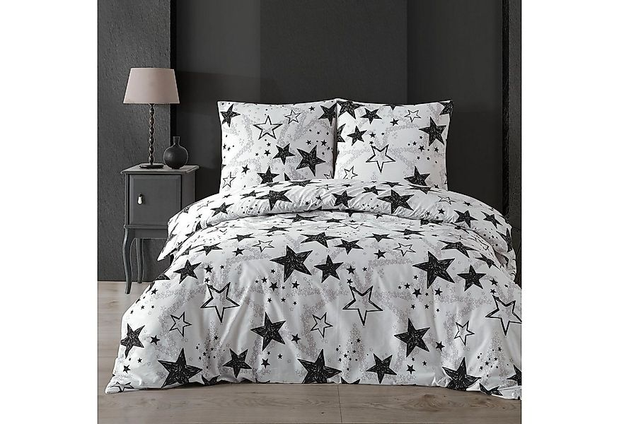 Buymax Bettwäsche Sterne-Muster, Stella Black, Renforcé, 2 teilig, Bettbezu günstig online kaufen