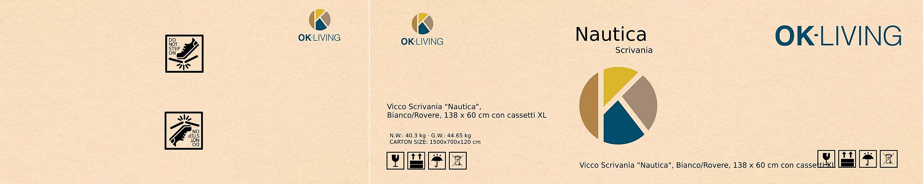 Vicco Schreibtisch Nautica, Weiß/Eiche, 138 x günstig online kaufen