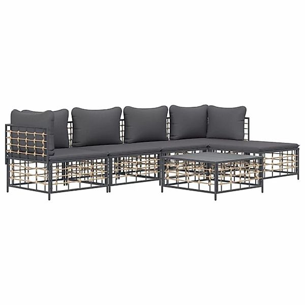 Vidaxl 6-tlg. Garten-lounge-set Mit Kissen Anthrazit Poly Rattan günstig online kaufen