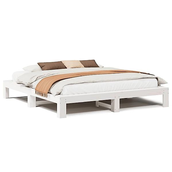 vidaXL Massivholzbett ohne Matratze Weiß 200x200 cm Kiefernholz 3308727 günstig online kaufen