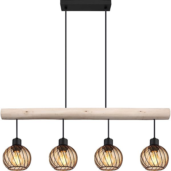 Globo Pendelleuchte Paulo 4-flammig Schwarz matt 820 x 130 x 1200 mm günstig online kaufen