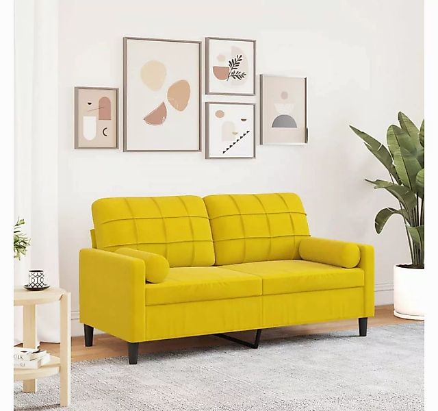 vidaXL Sofa, 2-Sitzer-Sofa mit Zierkissen Gelb 140 cm Samt günstig online kaufen