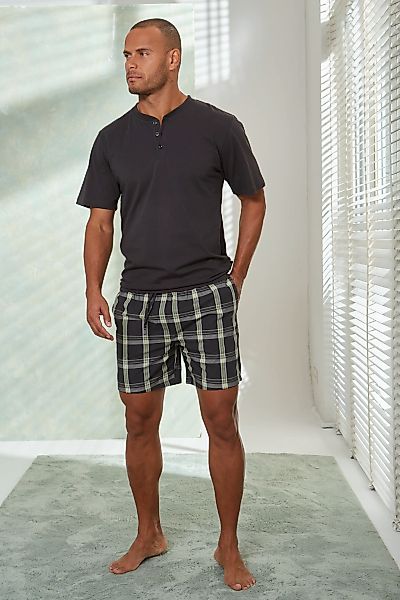 H.I.S Pyjama, (2 tlg., 1 Stück), Schlafanzug mit karierter Webshorts günstig online kaufen