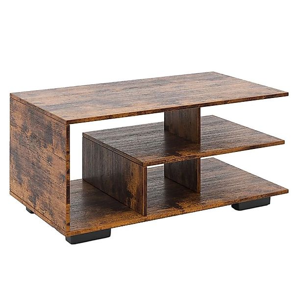 Costway Couchtisch mit Stauraum Rechteckiger Wohnzimmertisch Braun günstig online kaufen