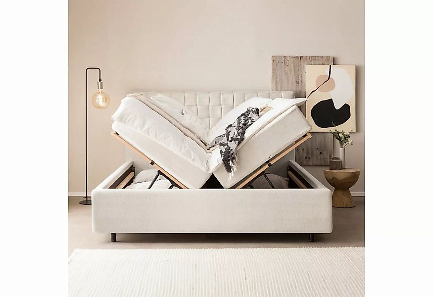 BettCo Stauraumbett Barcelo (in Altweiß Teddystoff, 180 x 200 cm), Bettkast günstig online kaufen