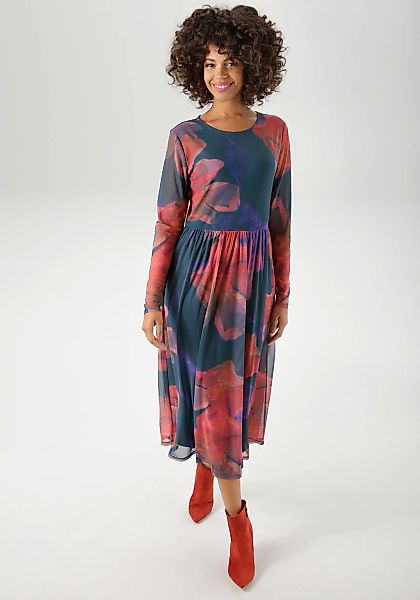 Aniston CASUAL Midikleid mit großflächigen Batik-Blüten bedruckt günstig online kaufen