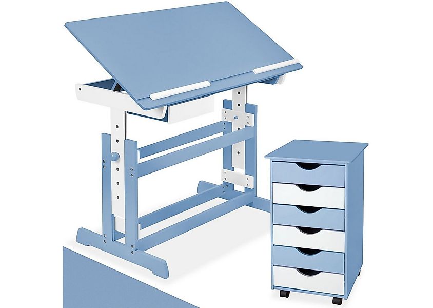 tectake Kinderschreibtisch Schreibtisch (1-St., 2 tlg), Höhenverstellbar günstig online kaufen