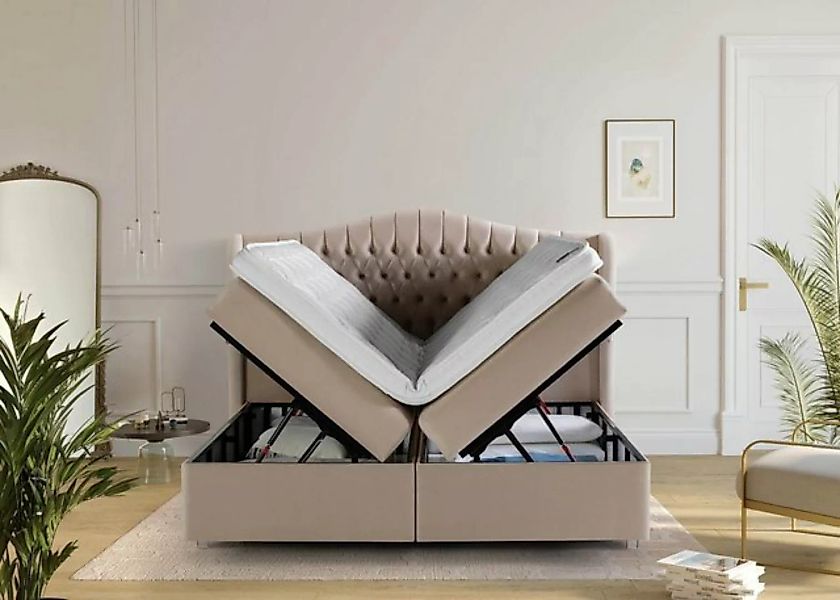BettCo Stauraumbett Maison (in Creme Velours, 160 x 200 cm), XXL Bettkasten günstig online kaufen