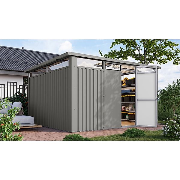 Karibu Gartenhaus Amato 4 Graualuminium 220 x 375,5 x 342 cm günstig online kaufen