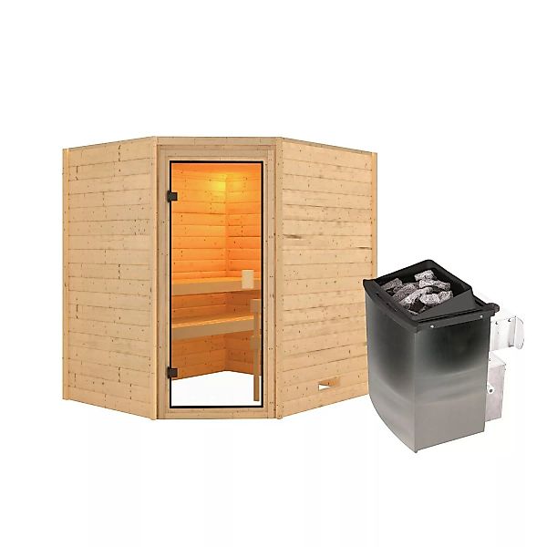 Karibu Sauna Elea Set Naturbelassen mit Ofen 9 kW integr. Steuerung günstig online kaufen
