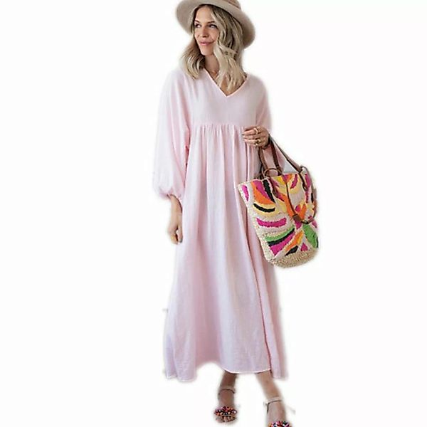 KIKI Hemdblusenkleid Doppellagiges Langarm-Hemdkleid mit V-Ausschnitt und h günstig online kaufen