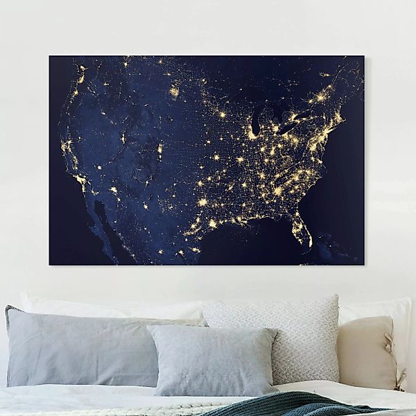 Leinwandbild NASA Fotografie USA von oben bei Nacht günstig online kaufen