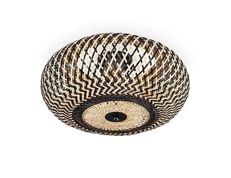 hofstein Deckenleuchte moderne Deckenlampe aus Metall/Bambus in Schwarz/Nat günstig online kaufen