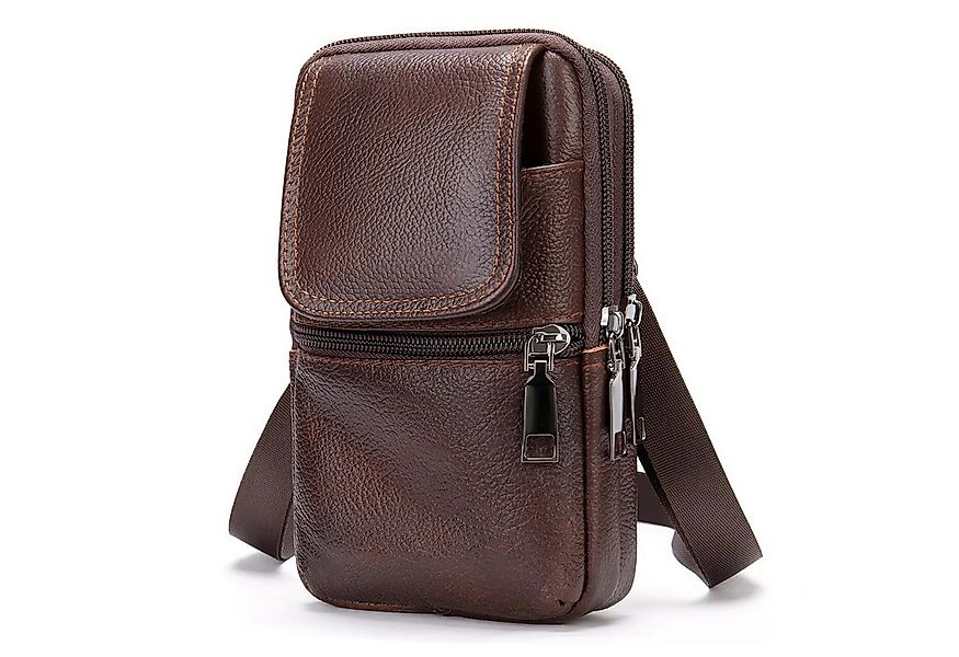 YUBRO-STUDIO Schultertasche Herren Leder Umhängetasche Mehrfach-Taschen Gür günstig online kaufen