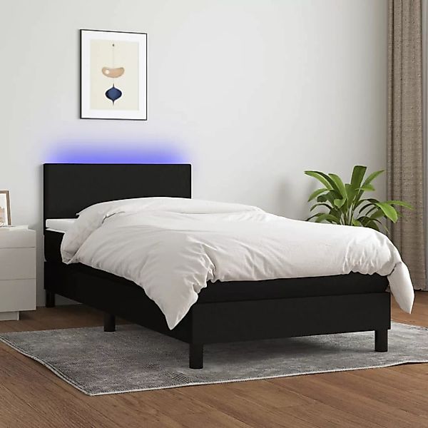 vidaXL Boxspringbett Boxspringbett mit Matratze LED Schwarz 80x200 cm Stoff günstig online kaufen