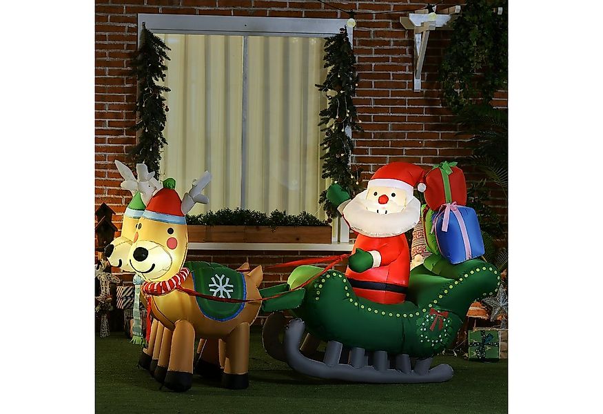 HOMCOM Weihnachtsfigur Aufblasbarer Weihnachtsmann mit Rentieren (Aufblasba günstig online kaufen