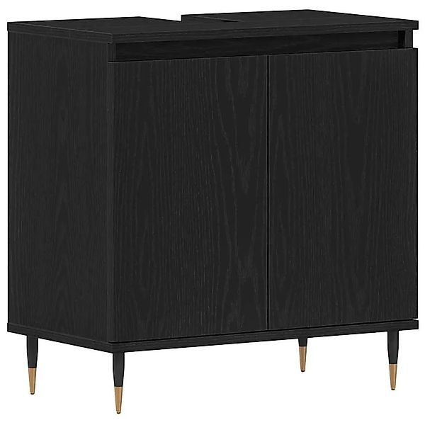 vidaXL Waschbeckenschrank mit Tür Schwarz Eichen-Optik 58 x 33 x 60 cm 8628 günstig online kaufen