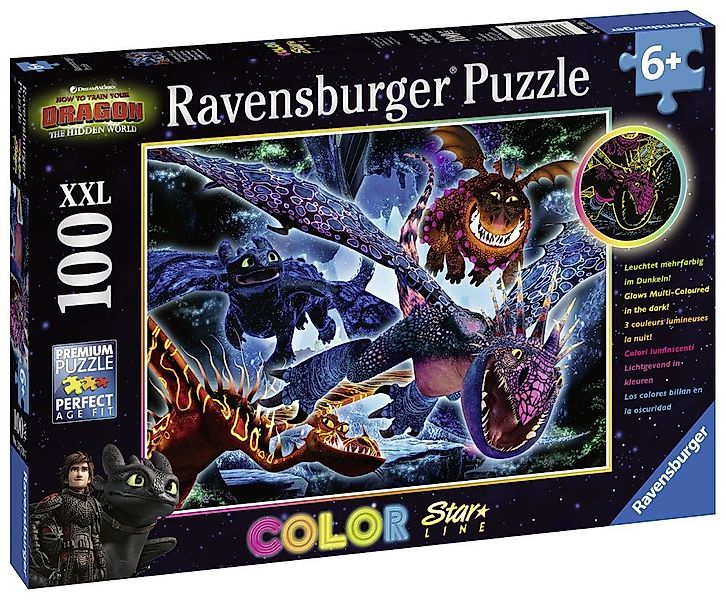 Ravensburger Puzzle 100 Teile Kinder Puzzle XXL Star Line Dragons Leuchtend günstig online kaufen
