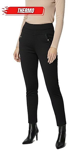 dy_mode Thermohose Damen Thermohose mit Innenfutter Schwarze Winterhose mit günstig online kaufen