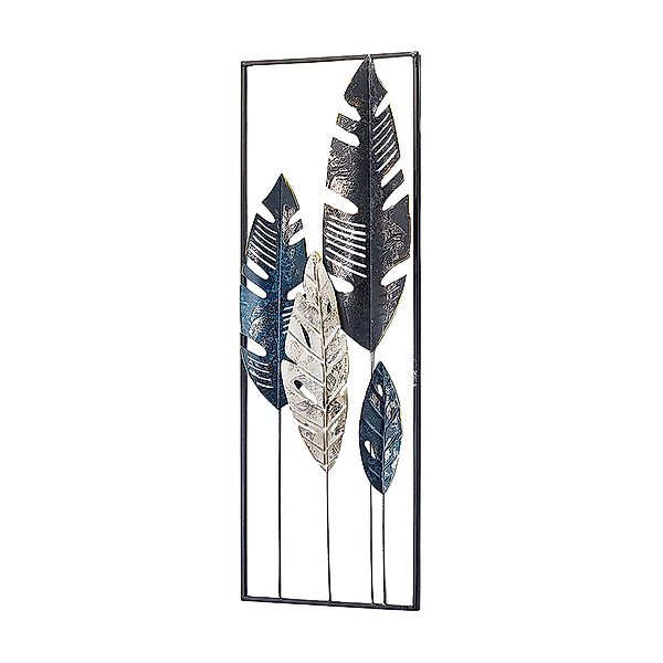 Kobolo Wandbild Metallbild LEAFS in Blau- günstig online kaufen