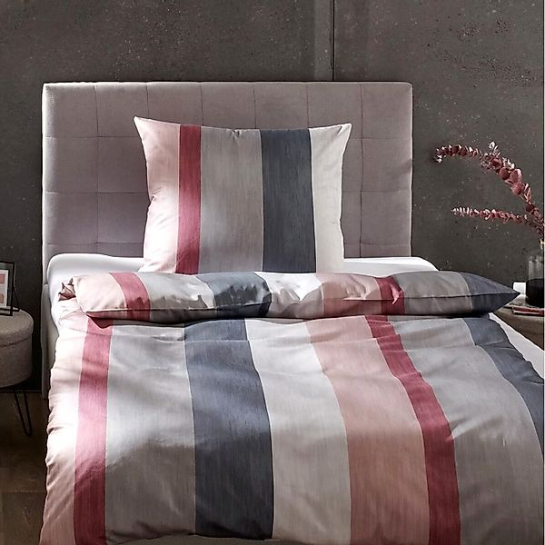 JOOP! Comfort Satin Bettwäsche 4077-1 Glance Rosa Blau Grau 135x200 günstig online kaufen