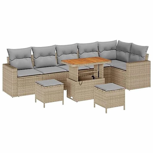 vidaXL Gartensofa-Set mit Kissen 11 Stk Beige und Hellgrau Poly-Rattan 3363 günstig online kaufen