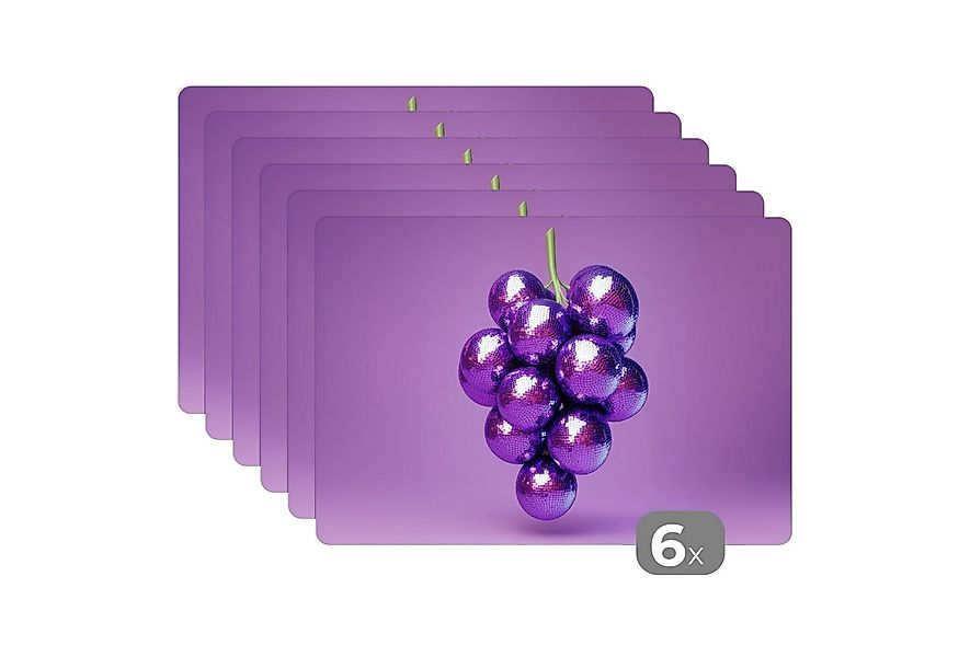 MuchoWow Platzset Weintraube - Disco - Glitzer - Lila, (6-St), Platzsets, T günstig online kaufen