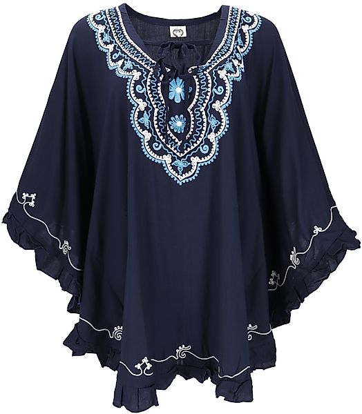 Guru-Shop Longbluse Bestickter Hippie Poncho, Tunika, günstig online kaufen