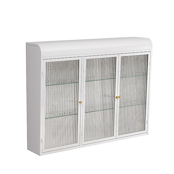 Wandschrank, 3-türiger Modedesign, mit Glastüren, gewölbtem Design, vielsei günstig online kaufen