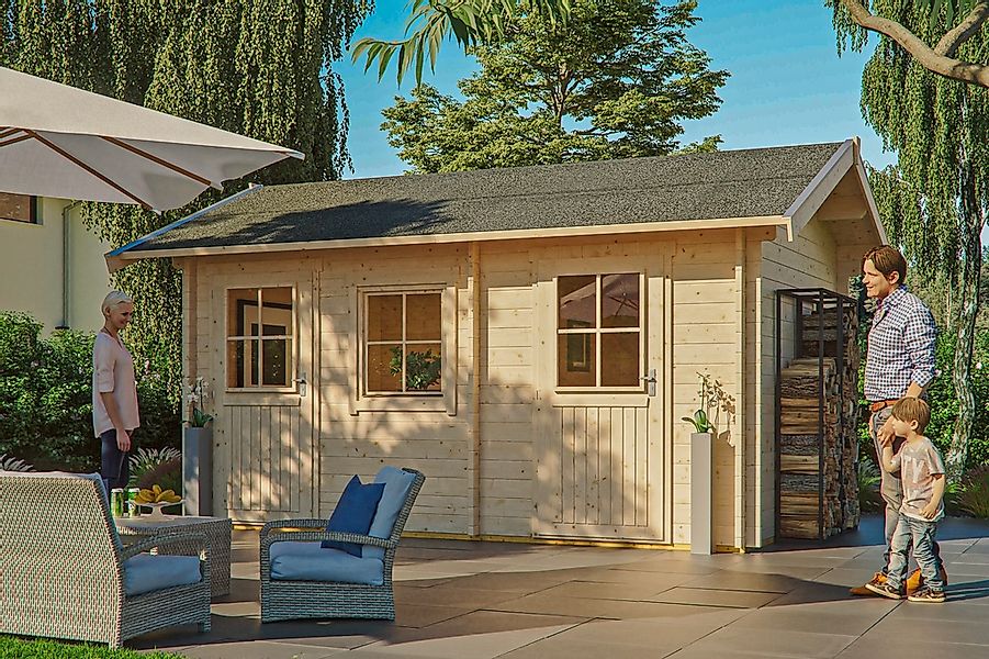 Skan Holz Holz-Gartenhaus Lausanne Natur 450 cm x 300 cm günstig online kaufen