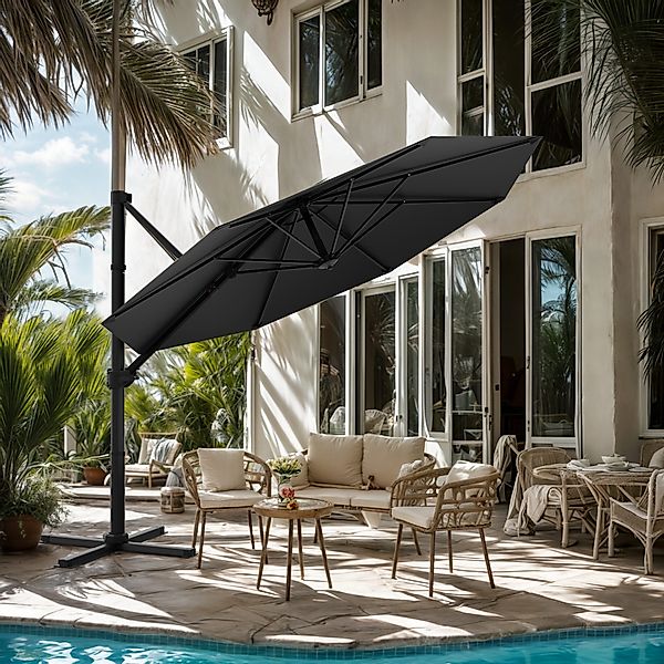HOMALL Sonnenschirm Gartenschirm 270/330cm, mit Ständer,360° günstig online kaufen