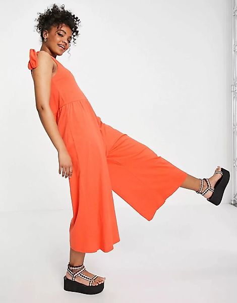 ASOS DESIGN – Hänger-Jumpsuit in kräftigem Orange mit Bindedetail an der Sc günstig online kaufen