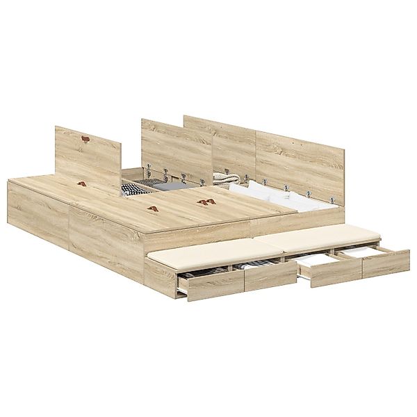 vidaXL Bett Stauraum Bettgestell Sonoma Eiche günstig online kaufen