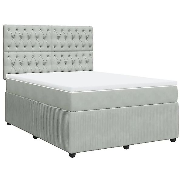 vidaXL Boxspringbett mit Matratze Hellgrau 160x200 cm Samt 3292388 günstig online kaufen