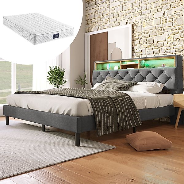Ulife Polsterbett Doppelbett mit LED-Beleuchtung (Packung, günstig online kaufen