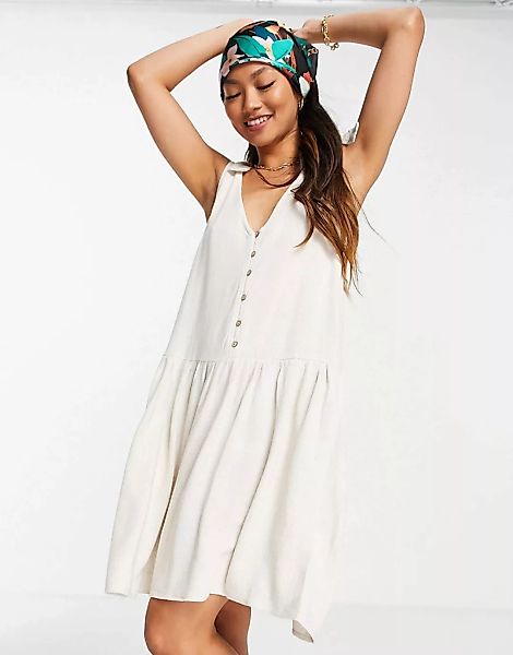 Y.A.S – Ausgestelltes Kleid mit V-Ausschnitt in Creme-Weiß günstig online kaufen