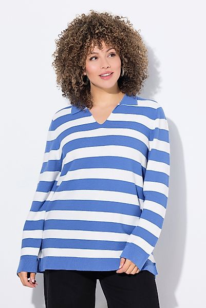Ulla Popken Strickpullover Pullover Ringel Linksstrick günstig online kaufen