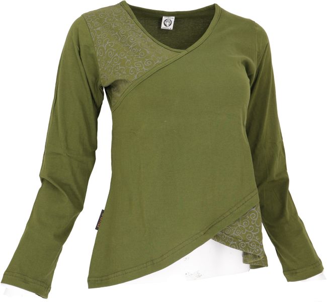 Guru-Shop Longsleeve Langarmshirt Boho-chic - grün günstig online kaufen