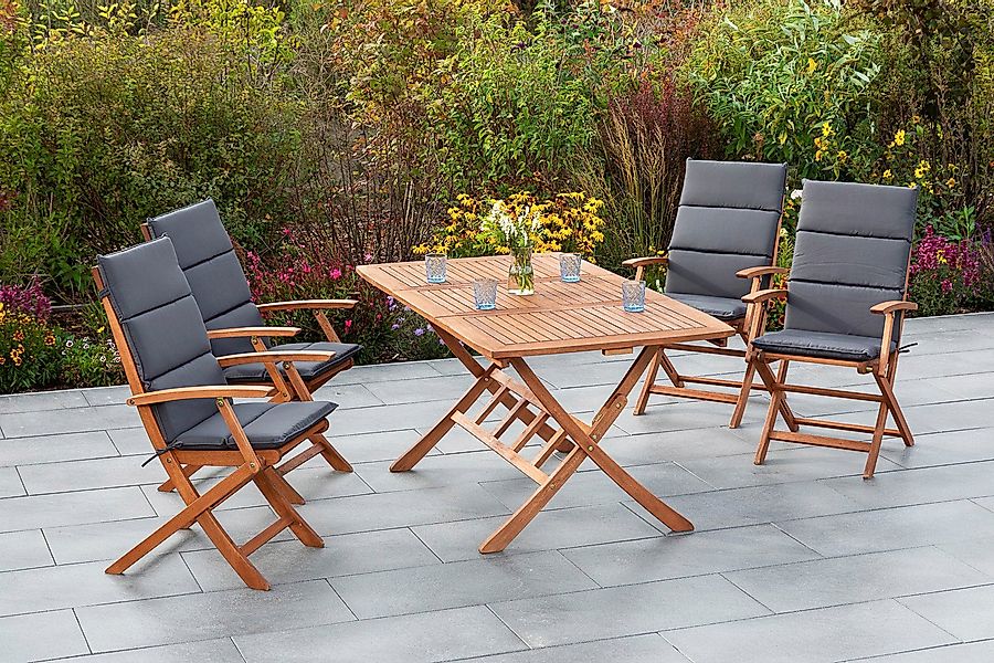 MERXX Garten-Essgruppe Comodoro, (5-tlg), 4 Klappsessel günstig online kaufen